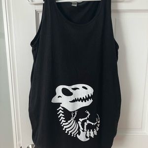 Dino- maternity tank top- black
